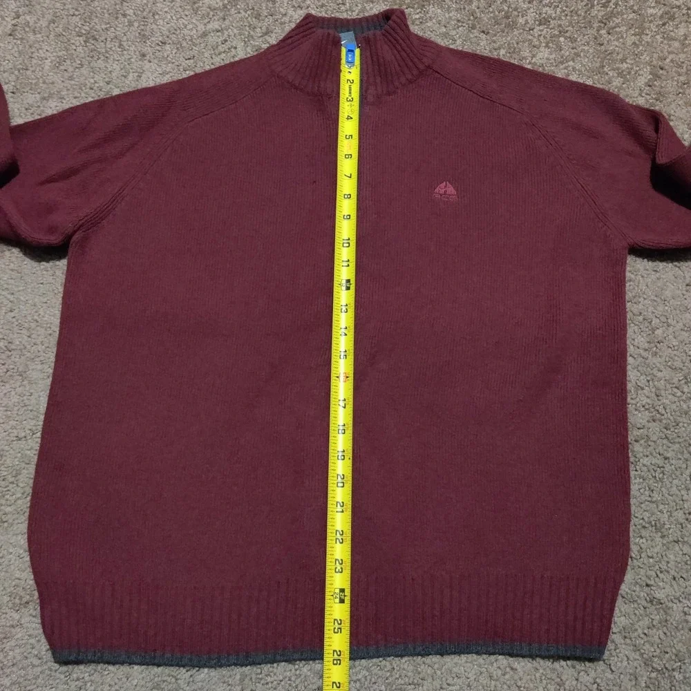 Nike ACG Mens Size M Zip Sweater Red Wool‎ Blend Knit Pullover Outdoors Hiking